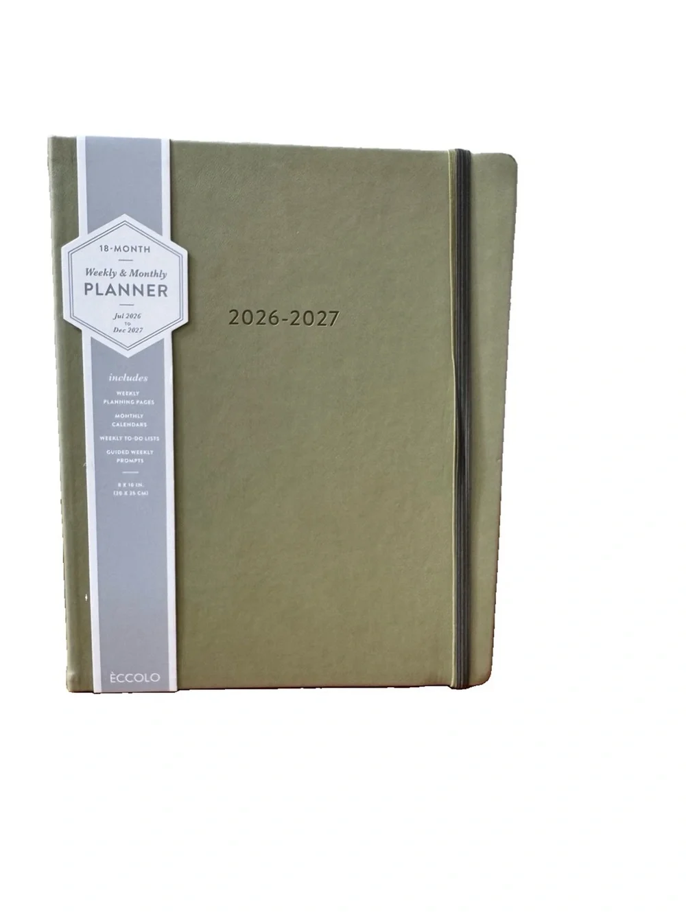 Eccolo Planner 2026- 2027 18-Month Weekly & Monthly Planner Faux Leather 10x8”